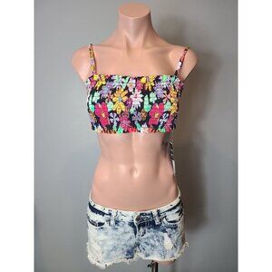 Salt + Cove Floral Smocked‎ Bikini Top Size M Cottagecore Retro Floral